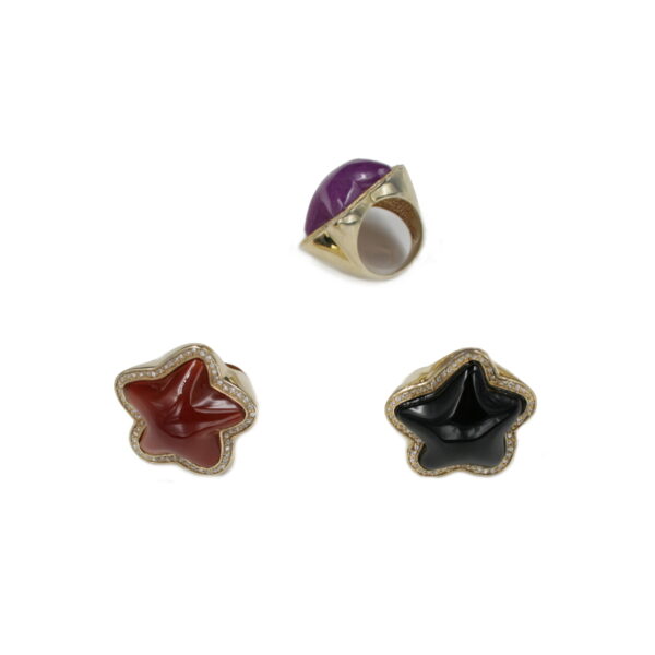 Anello in argento stella con zirconi e pietre dure