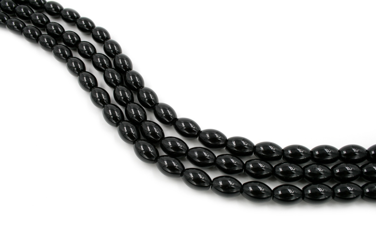 Agata nera fili olive 14x10mm