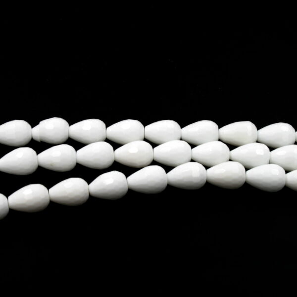 White Agate strands facetted drop shape size 16x12mm