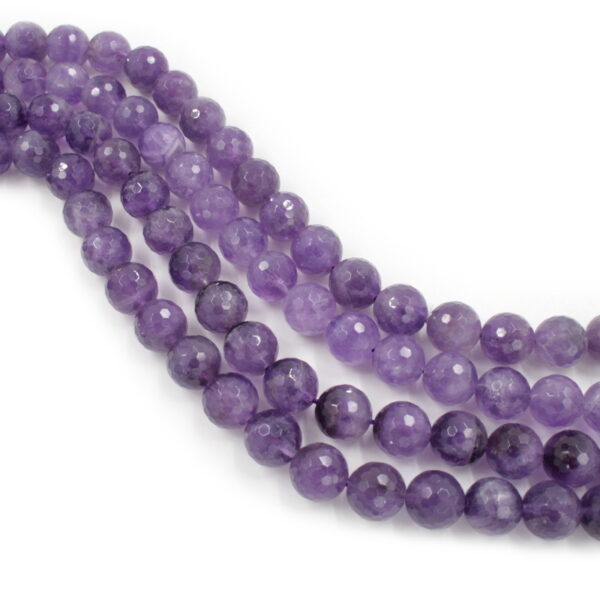 Amethyst strands faceted round shape size 14mm