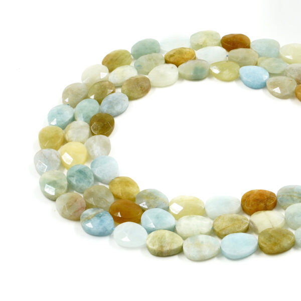 Aquamarine strands faceted multicolor drop shape size 16x12mm