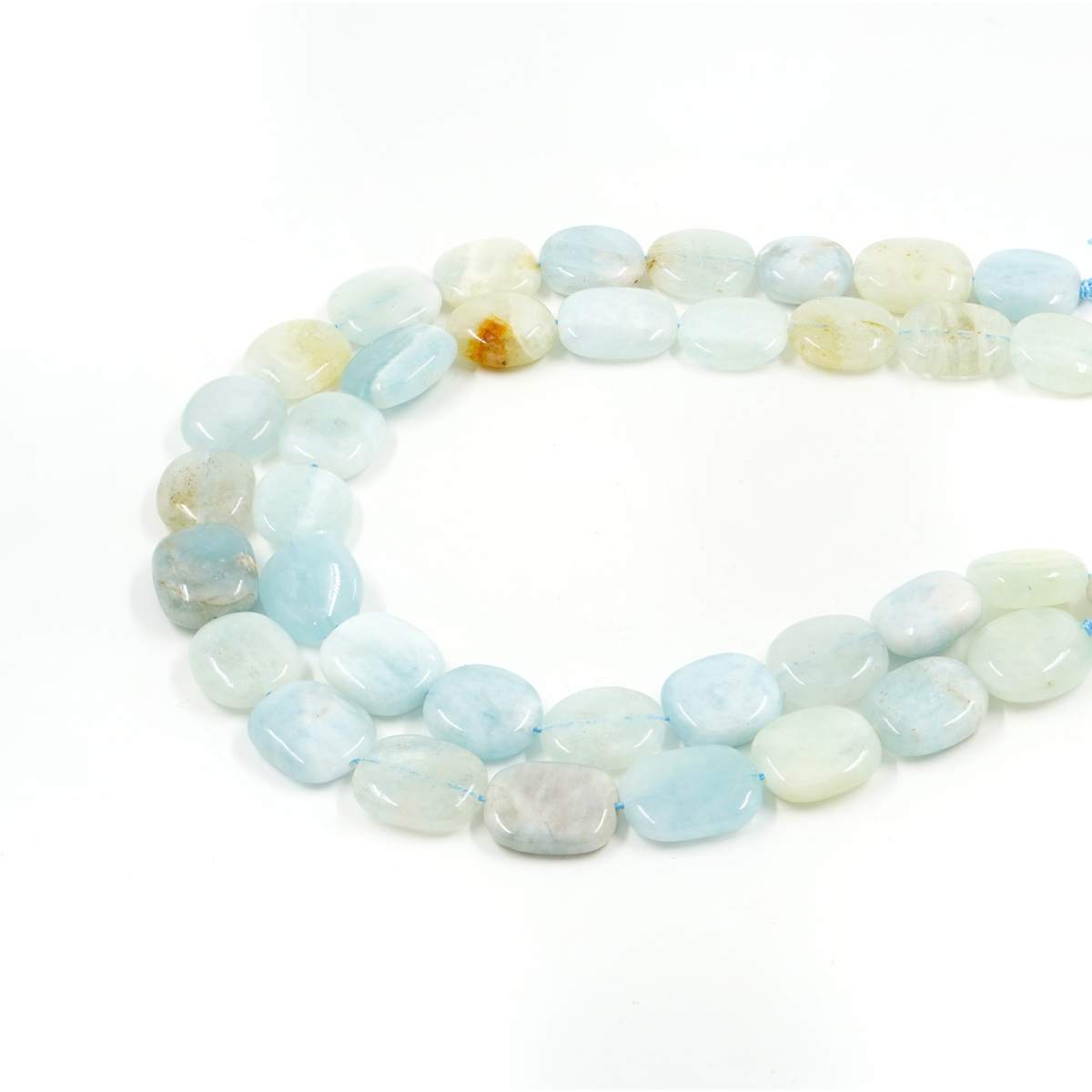Aquamarine strands flat stone shape various size