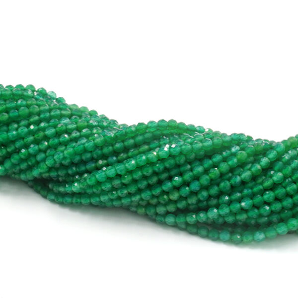 Green Agate strands faceted round shape size 3mm