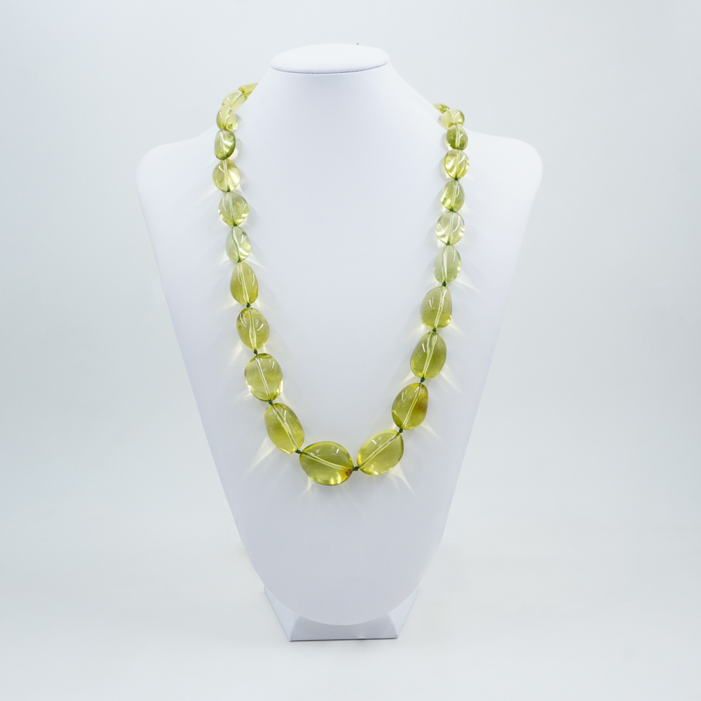 Green Colombian Amber gradation strands stone shape - Image 3