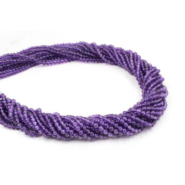 Amethyst strands round shape size 3mm
