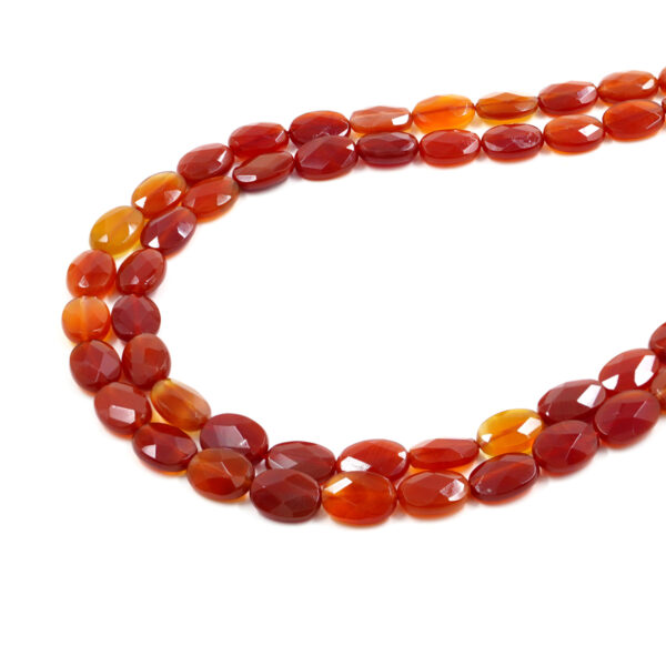 Red Agate strands faceted flat oval shape size 14x10mm