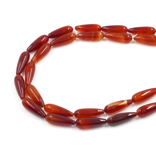 Red Agate strands drop shape size 30x10mm - Passing Hole
