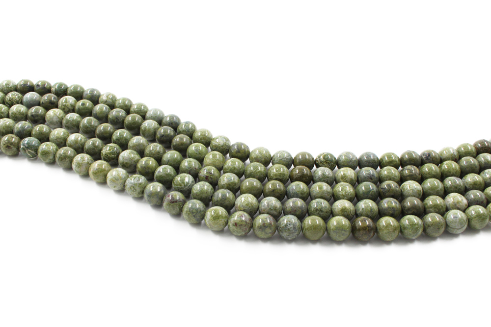 Green Brecciated Jasper strands round beads 6mm to 8mm - Image 3