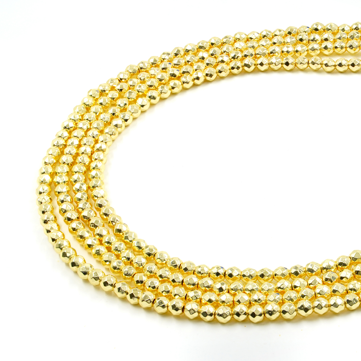 Ematite fili round sfaccettati 4mm - Color Oro