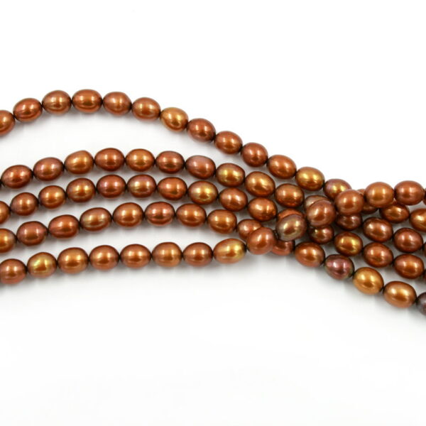 Perle d'acqua Dolce fili riso 8-8½mm - Marrone