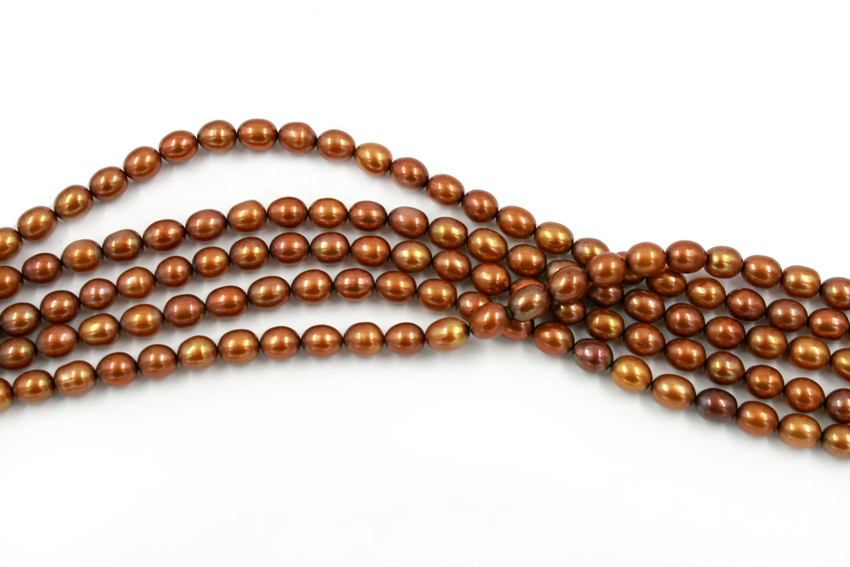 Perle d'acqua Dolce fili riso 8-8½mm - Marrone