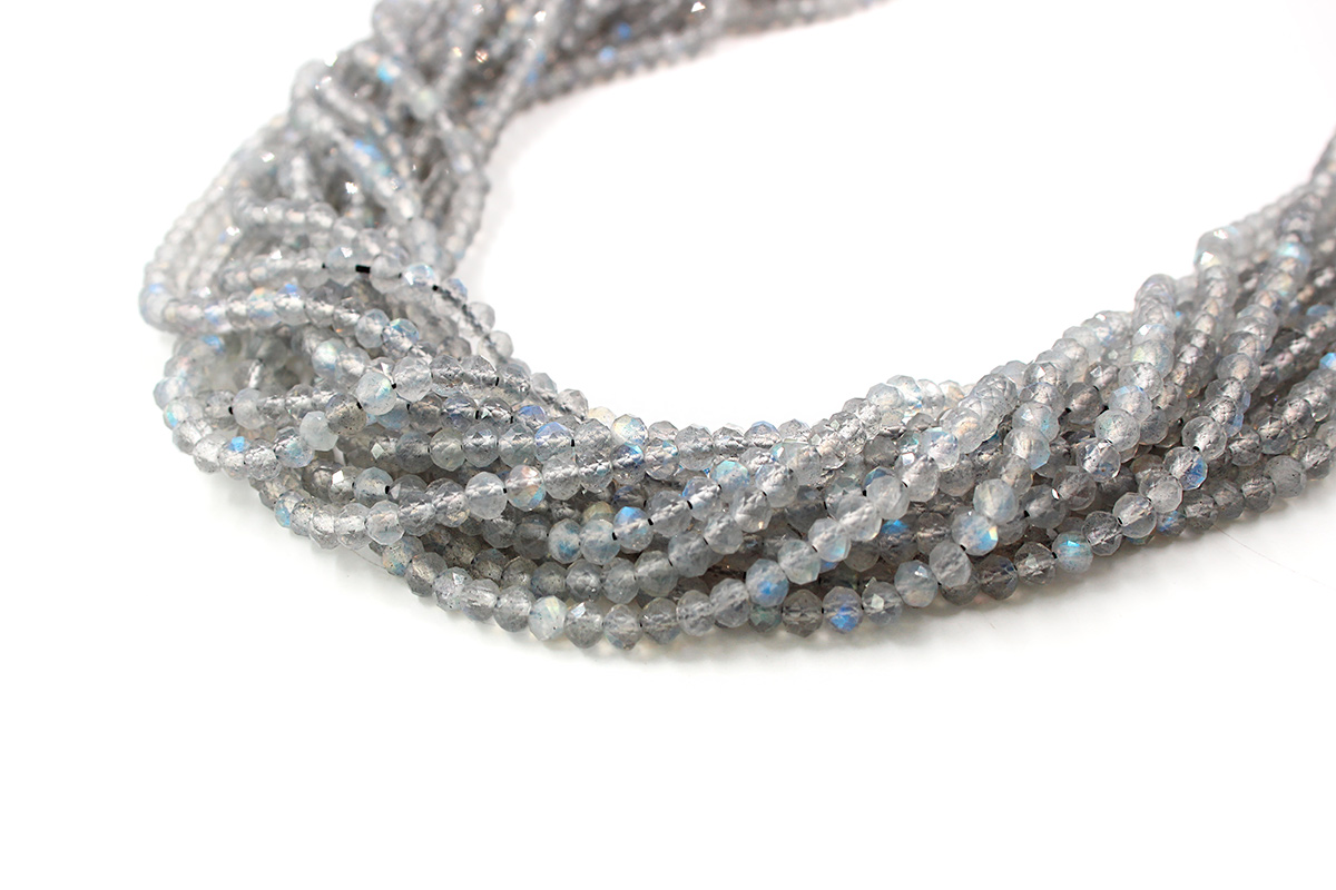 Labradorite strands faceted washer shape size 4x3mm
