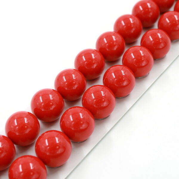 Recon red coral round beads size 14mm