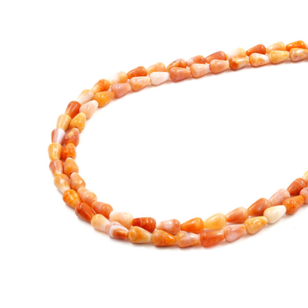 Fire agate strands drop shape size 9x6mm Passing Hole