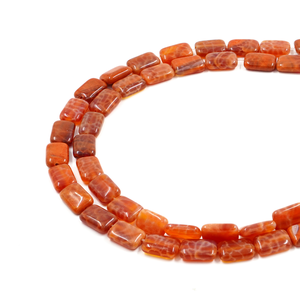 Fire agate strands rectangular shape size 12x8mm