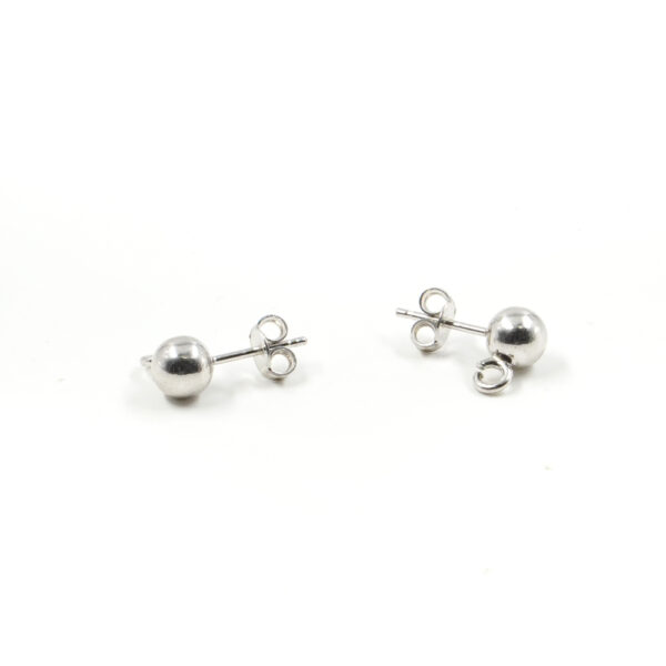 Sterling silver earrings sphere shape with butterfly backing and hook