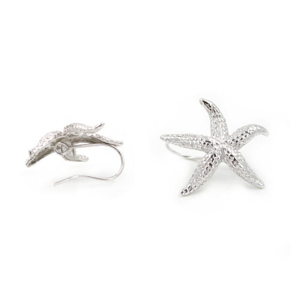 Sterling silver earrings Sea Star shape size 30mm - with Hook
