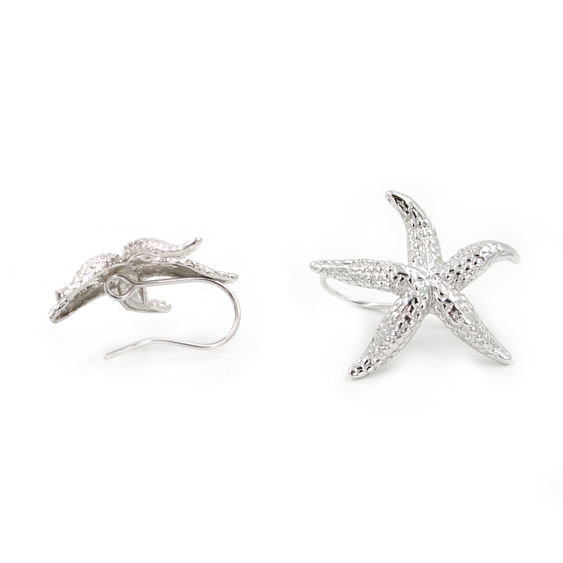 Orecchini argento stella marina 30mm Rodiati