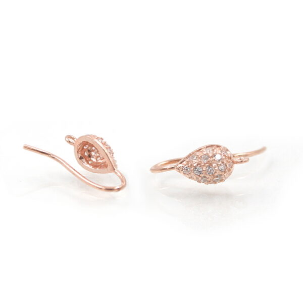 Sterling silver earrings drop shape with zircons and hook