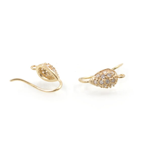 Sterling silver earrings drop shape with zircons and hook
