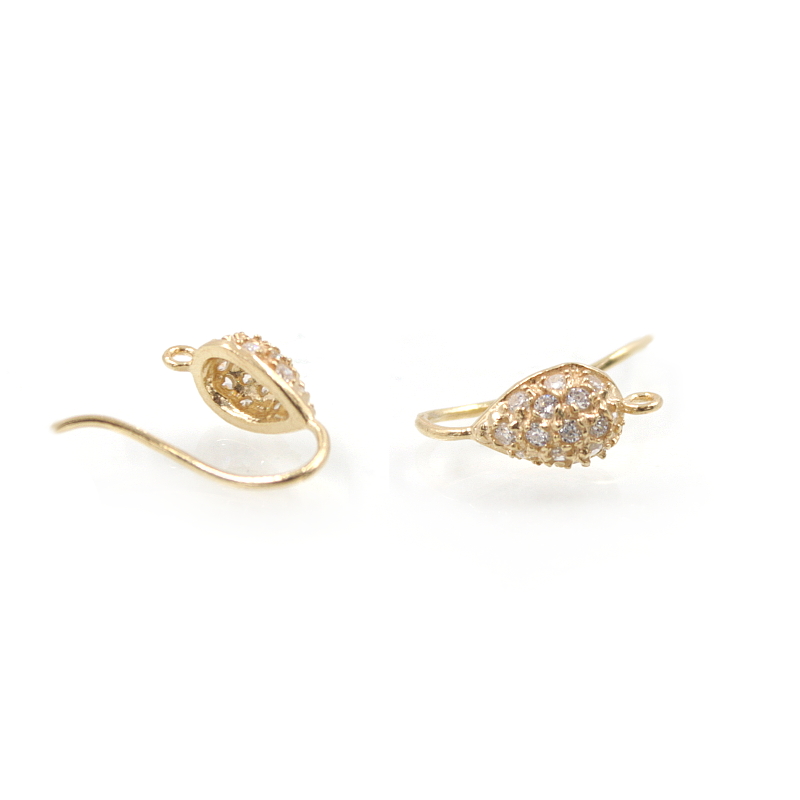 Sterling silver earrings drop shape with zircons and hook