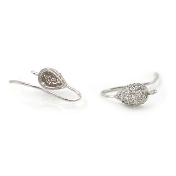 Sterling silver earrings drop shape with zircons and hook