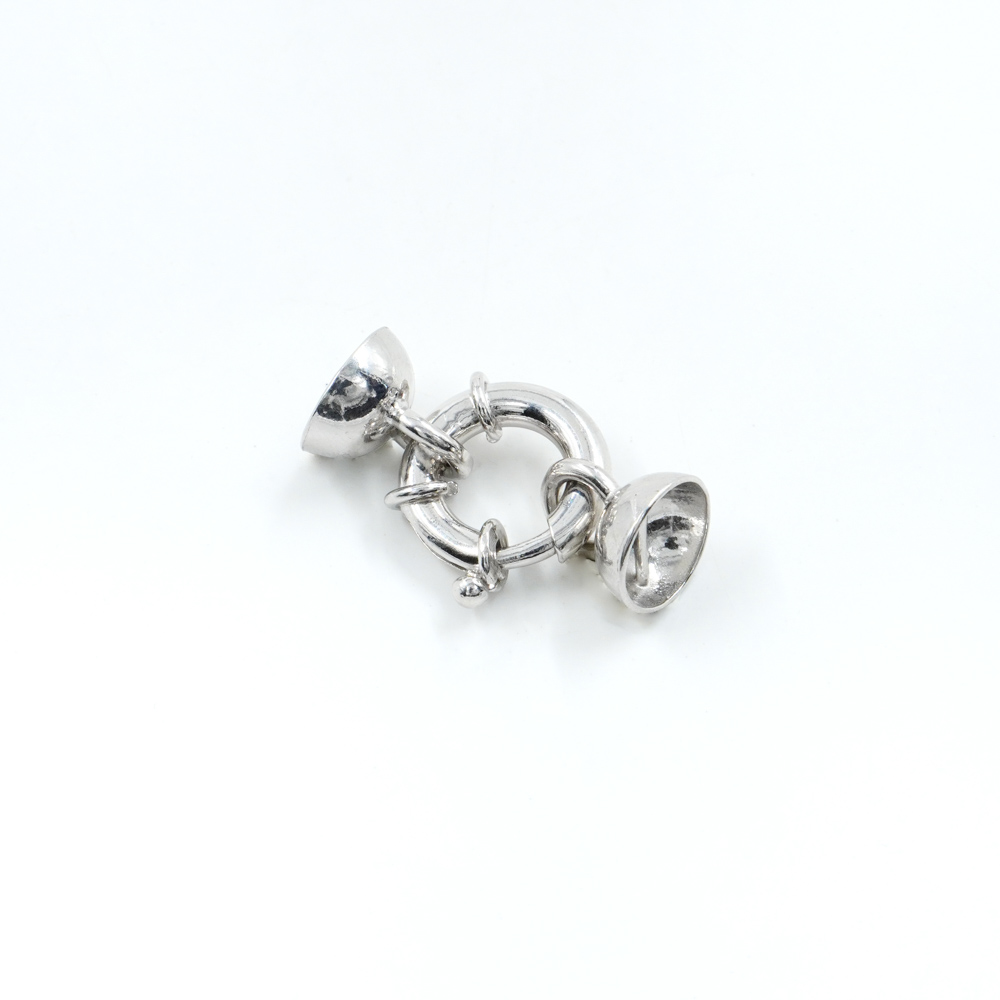 Sterling silver spring ring clasp size 14mm with cups 10mm diameter