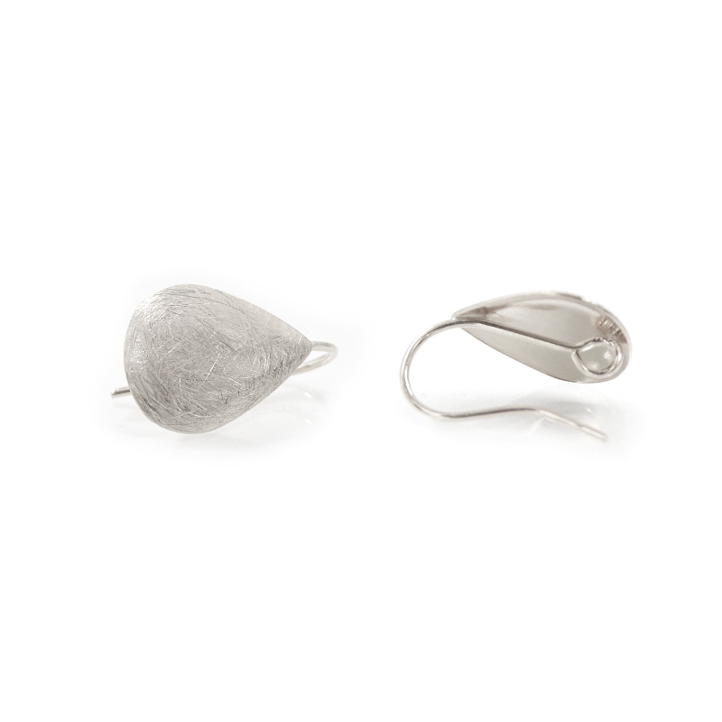 Orecchini argento Goccia Satinata 18x14mm - Rodiato