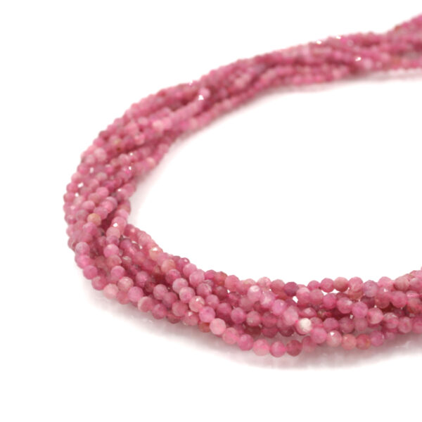 Pink Tourmaline strands faceted round shape size 3mm