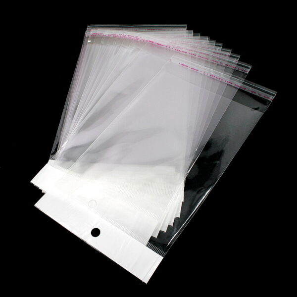 Adesive Plastic Bags size 18x12cm with hole - 200pcs Pack