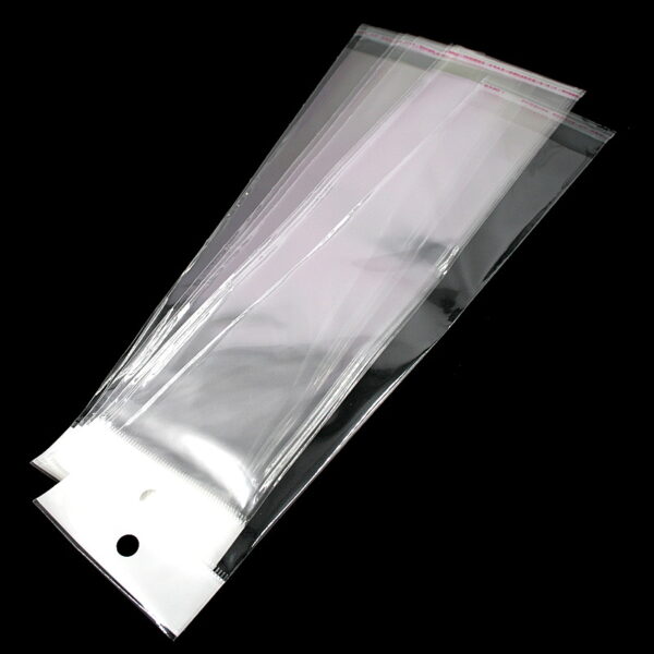 Adesive Plastic Bags size 25x7cm with hole - 200pcs Pack