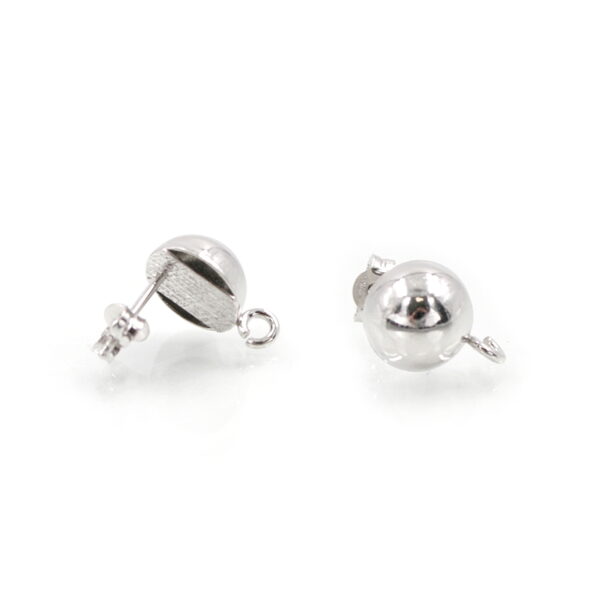 Sterling silver earrings emisphere shape with butterfly backing and hook size 10mm