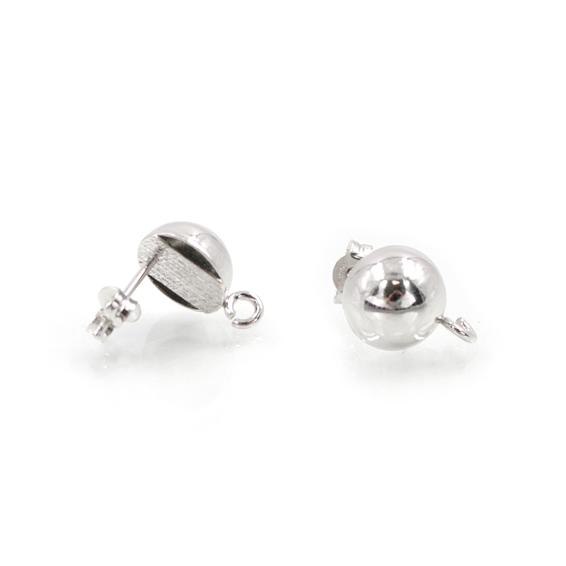 Orecchini argento semisfera 10mm – Rodiati