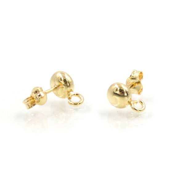 Orecchini argento bottone pressione 7mm con gancio – Dorati