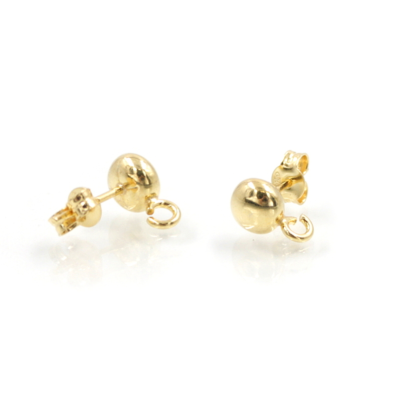 Orecchini argento bottone pressione 7mm con gancio – Dorati