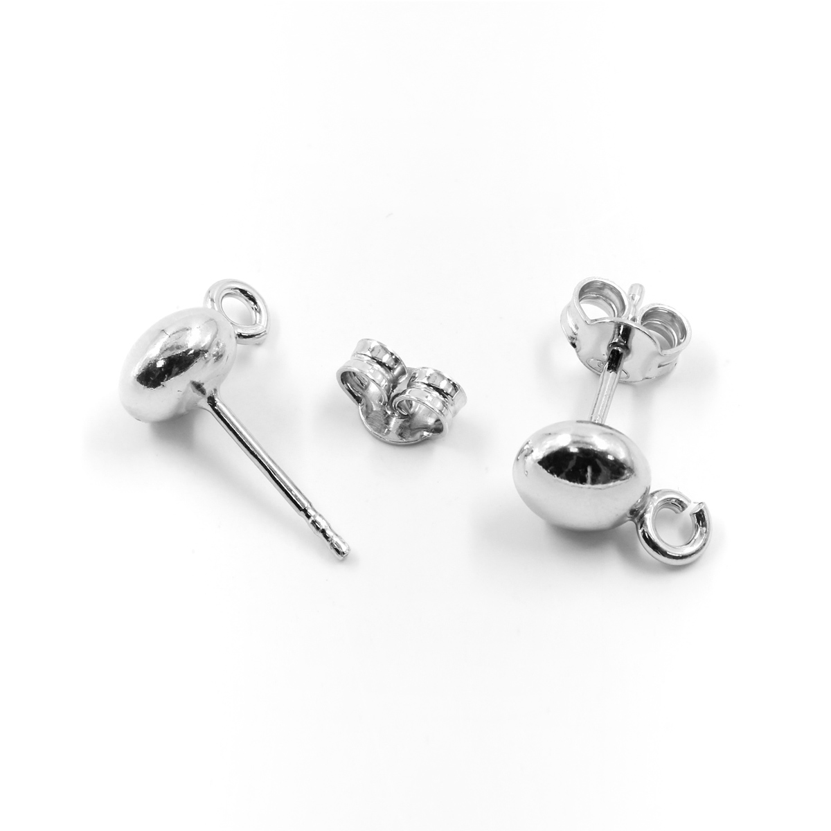 Orecchini argento bottone pressione 7mm con gancio – Rodiati
