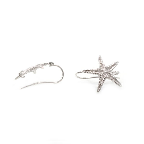 Sterling silver earrings marine star shape size 22mm – with Hook