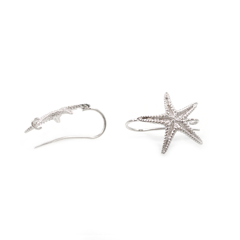 Sterling silver earrings marine star shape size 22mm – with Hook