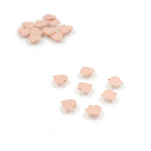 Sterling silver pendant heart shape size 7mm [10pcs Bags] - Rose Color