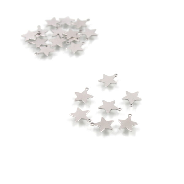 Sterling silver pendant star shape size 7mm [10pcs Bags] - Rhodium Color