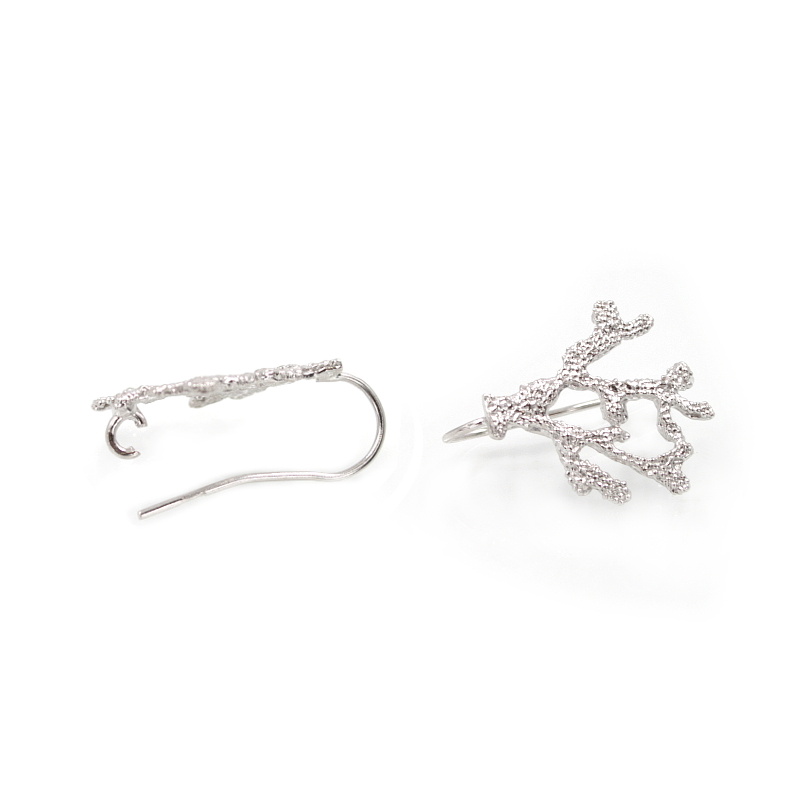 Sterling silver earrings coral branch shape size 26x21mm – with Hook