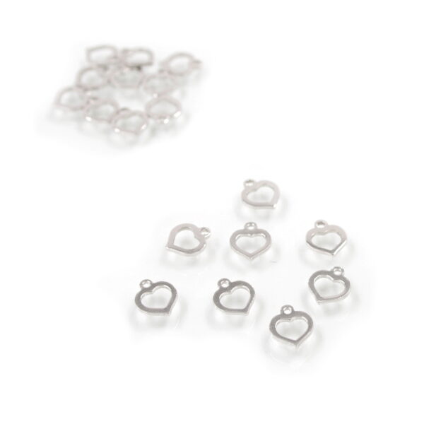 Sterling silver pendant heart shape size 7mm [10pcs Bags] - Rhodium Color
