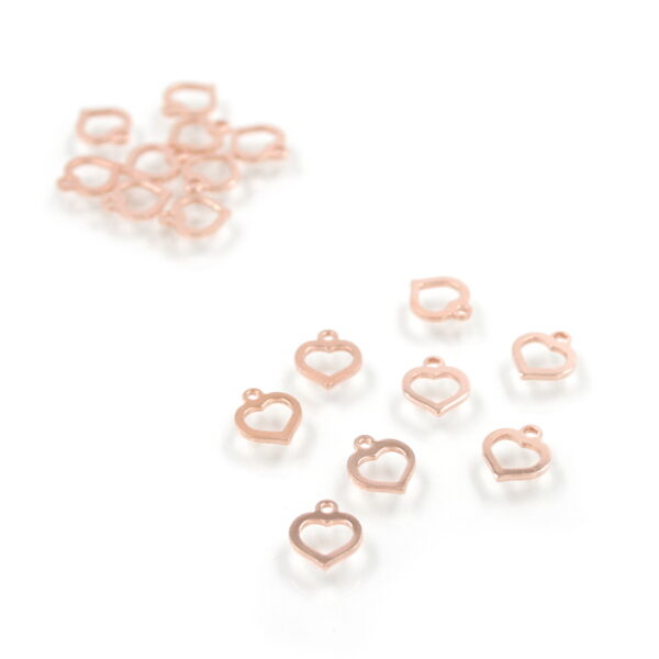 Sterling silver pendant heart shape size 7mm [10pcs Bags] - Rose Color