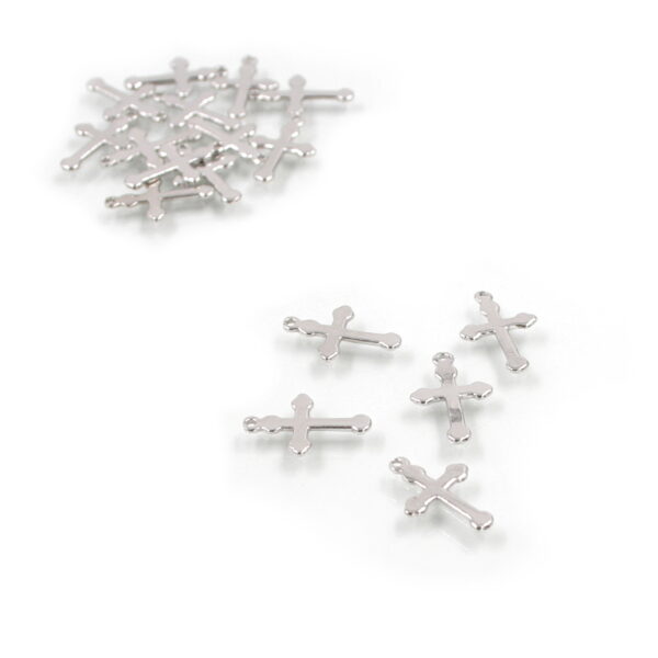 Sterling silver pendant cross shape size 16x11mm [10pcs Bags] - Rhodium Color