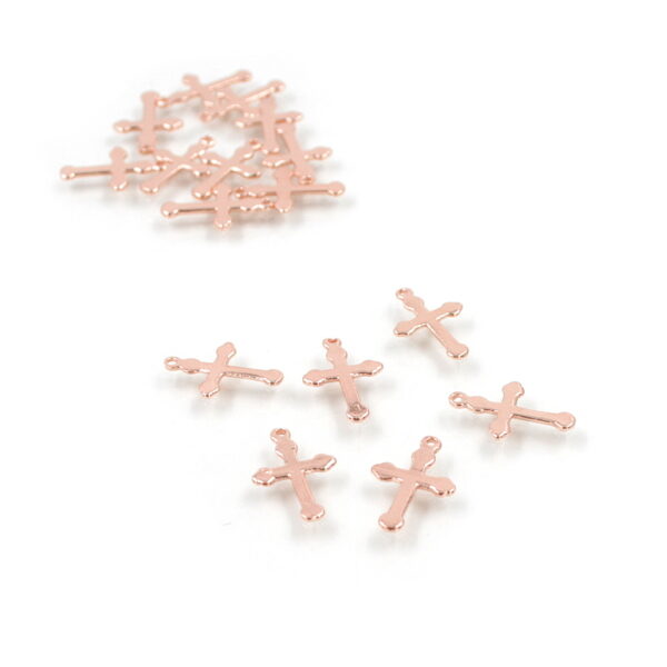 Sterling silver pendant cross shape size 16x11mm [10pcs Bags] - Rose Color