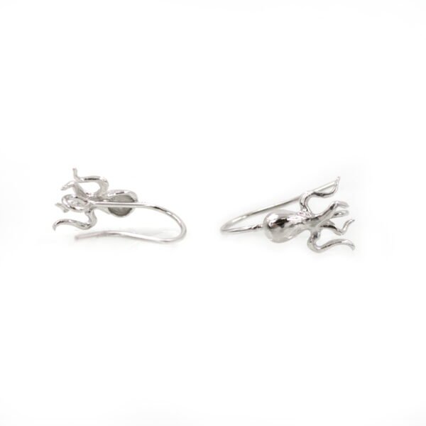 Sterling Silver earrings octopus shape size 18x10mm – Rhodium Color