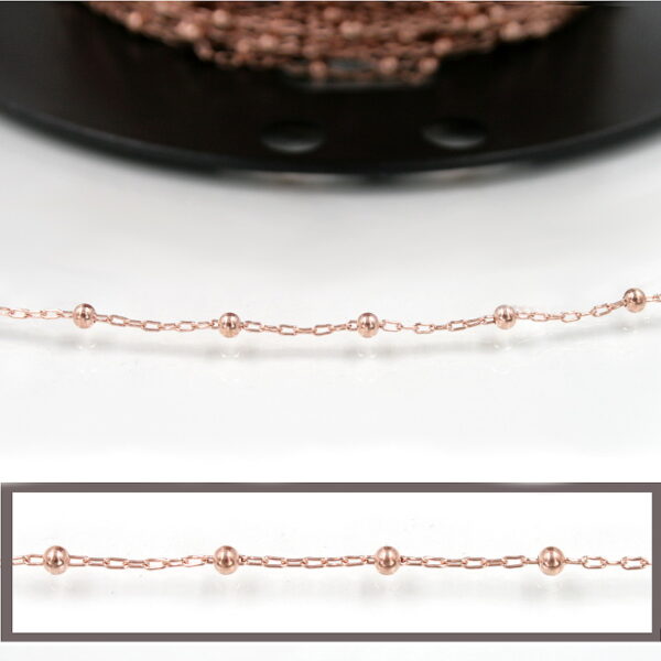Sterling Silver rosary chain size 3x1,5mm sphere 3mm – Rose Color