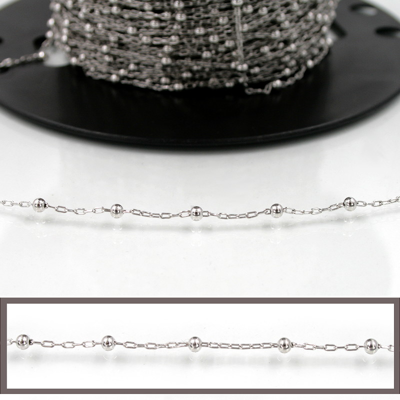 Catena Rosario Argento 925‰ maglia 3x1,5mm pallino 3mm – Rodiata