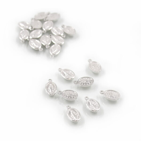 Sterling Silver pendant with Madonna oval shape sixe 8x5,7mm [10pcs Bags] – Rhodium Color