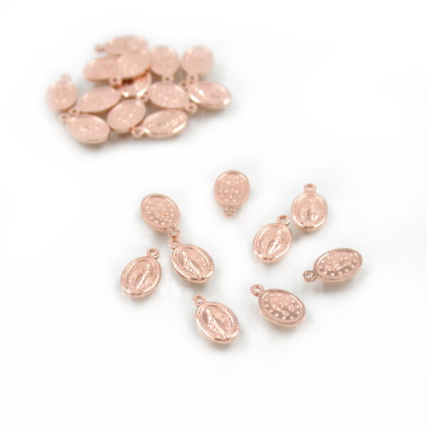 Sterling Silver pendant with Madonna oval shape sixe 8x5,7mm [10pcs Bags] – Rose Color